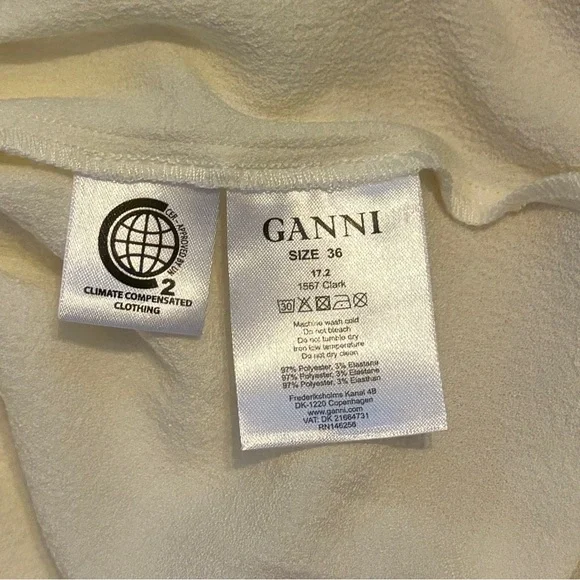 Ganni Sale! NWT Cream Dress Bell Sleeve Drop Waist Midi Clark Dress 36 Medium - Picture 6 of 6